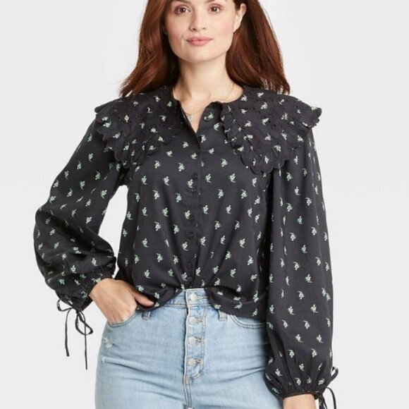 Universal Thread | Tops | Universal Thread Balloon Sleeve Embroidered ...
